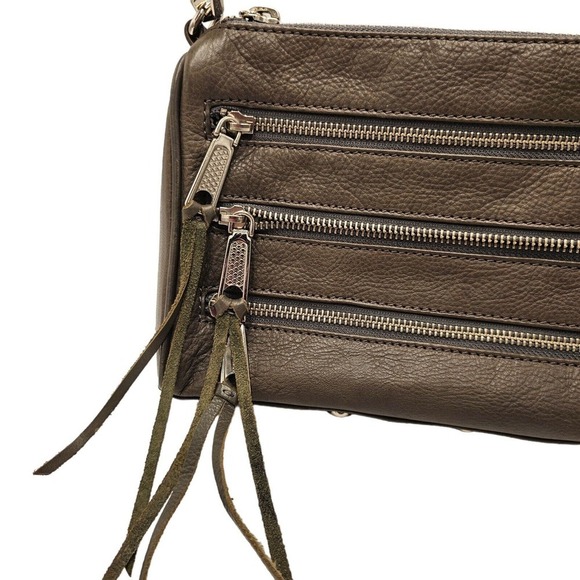 Rebecca Minkoff Gray Crossbody Leather Mini 5 Zip Convertible Bag Handbag - Picture 5 of 12